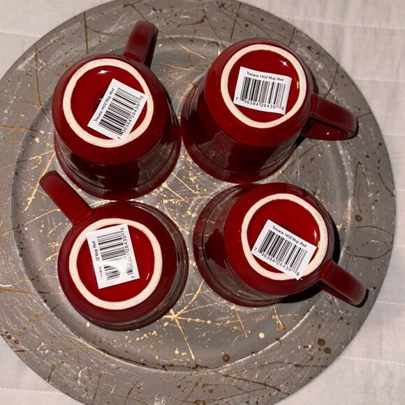 CI Beautiful Stoneware set of 4 Red Toscana 14 oz Mugs NIP - Picture 4 of 9